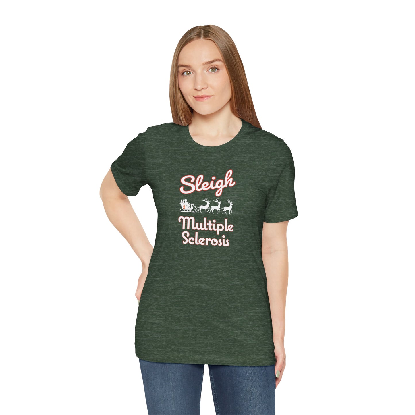 Cute Festive Sleigh MS Adult Tee Multiple Sclerosis Awareness, Charity Shirt, Unisex, Gift for Supporters, Fundraising Apparel