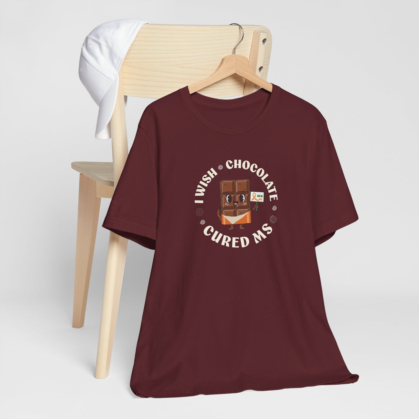 I Wish Chocolate Cured MS Adult Tee Multiple Sclerosis Awareness, Charity Shirt, Unisex, Gift for Supporters, Fundraising Apparel