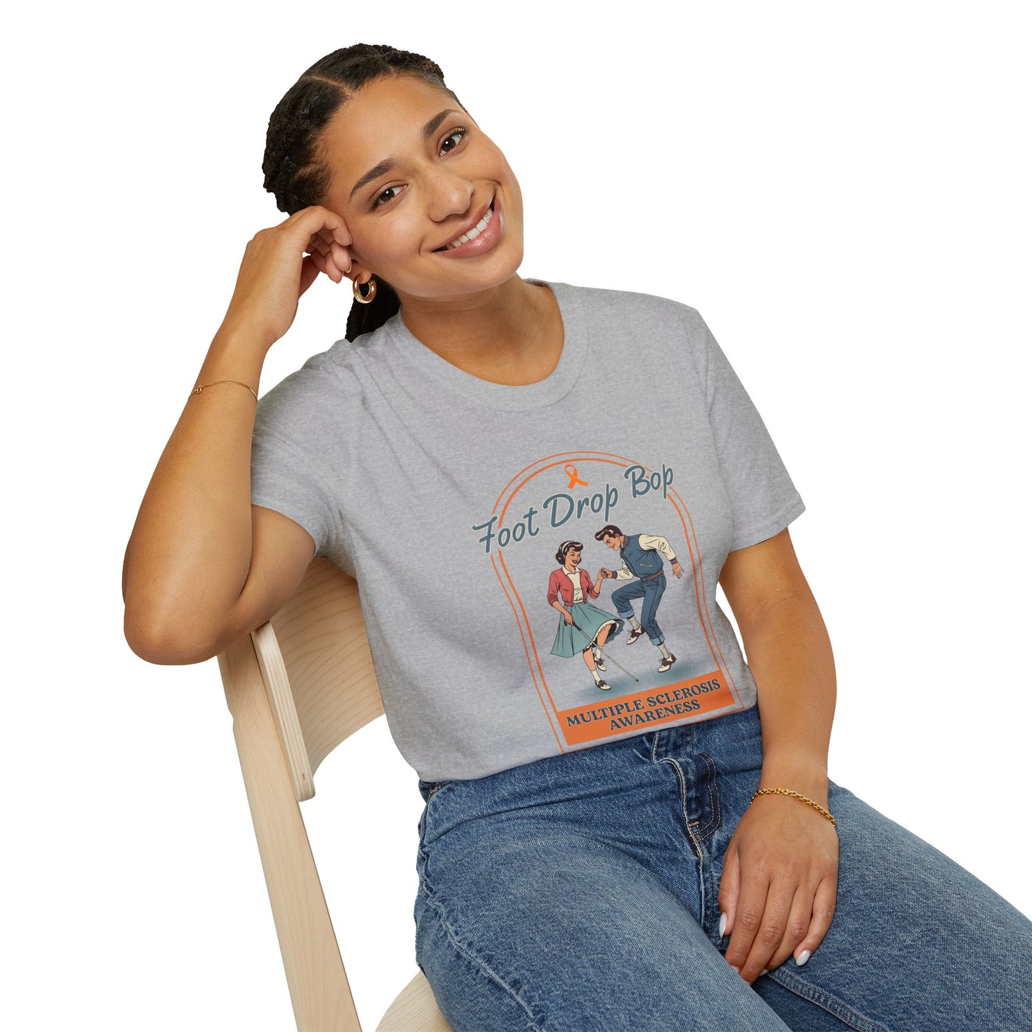 Foot Drop Bop Awareness T-Shirt, Unisex Graphic Tee for Multiple Sclerosis Awareness, Comfortable Casual Wear, Gift for MS Advocates