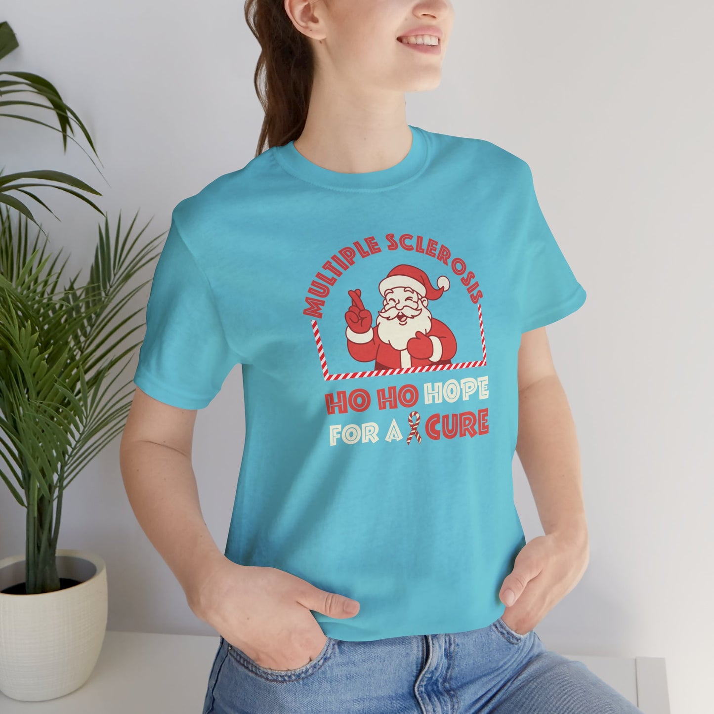 Ho Ho HOPE for a Cure Adult Tee, Multiple Sclerosis Awareness, Charity Shirt, Unisex, Gift for Supporters, Fundraising Apparel