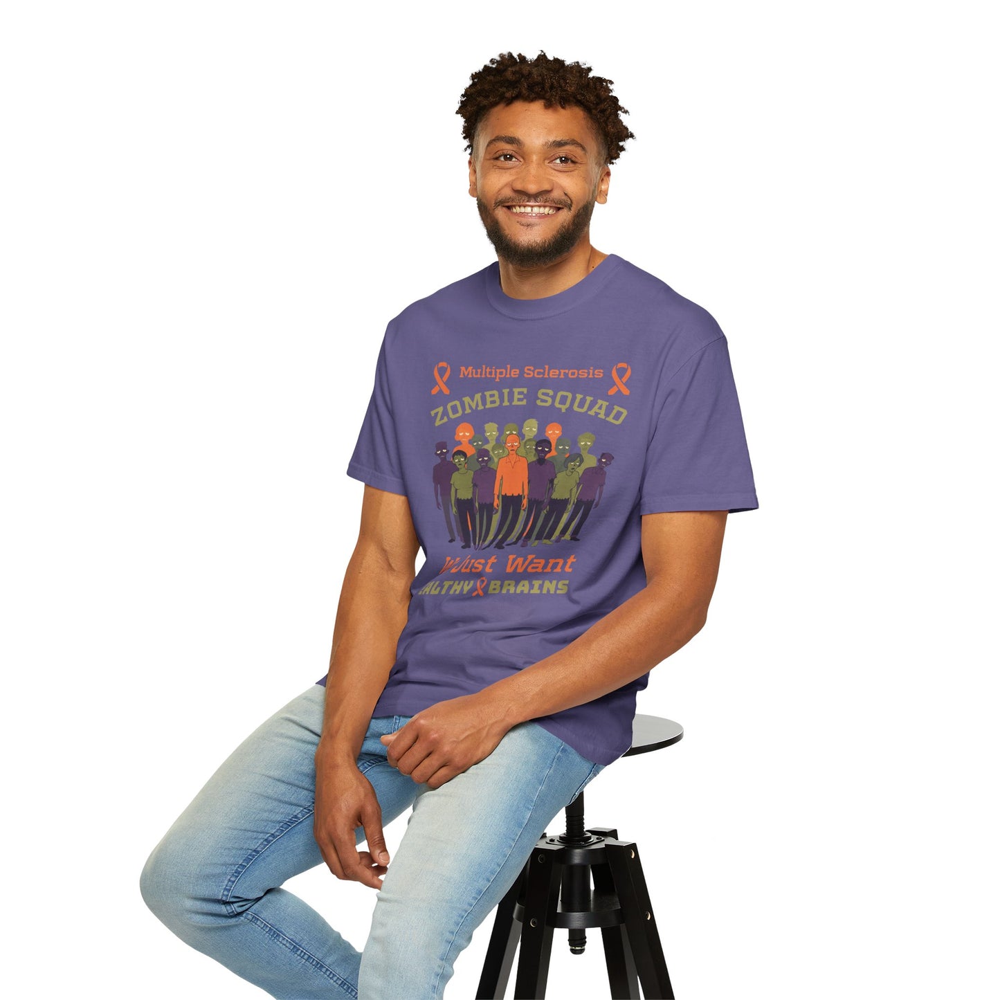 Funny MS Awareness Zombie T-shirt- Give Us Your Healthy Brains