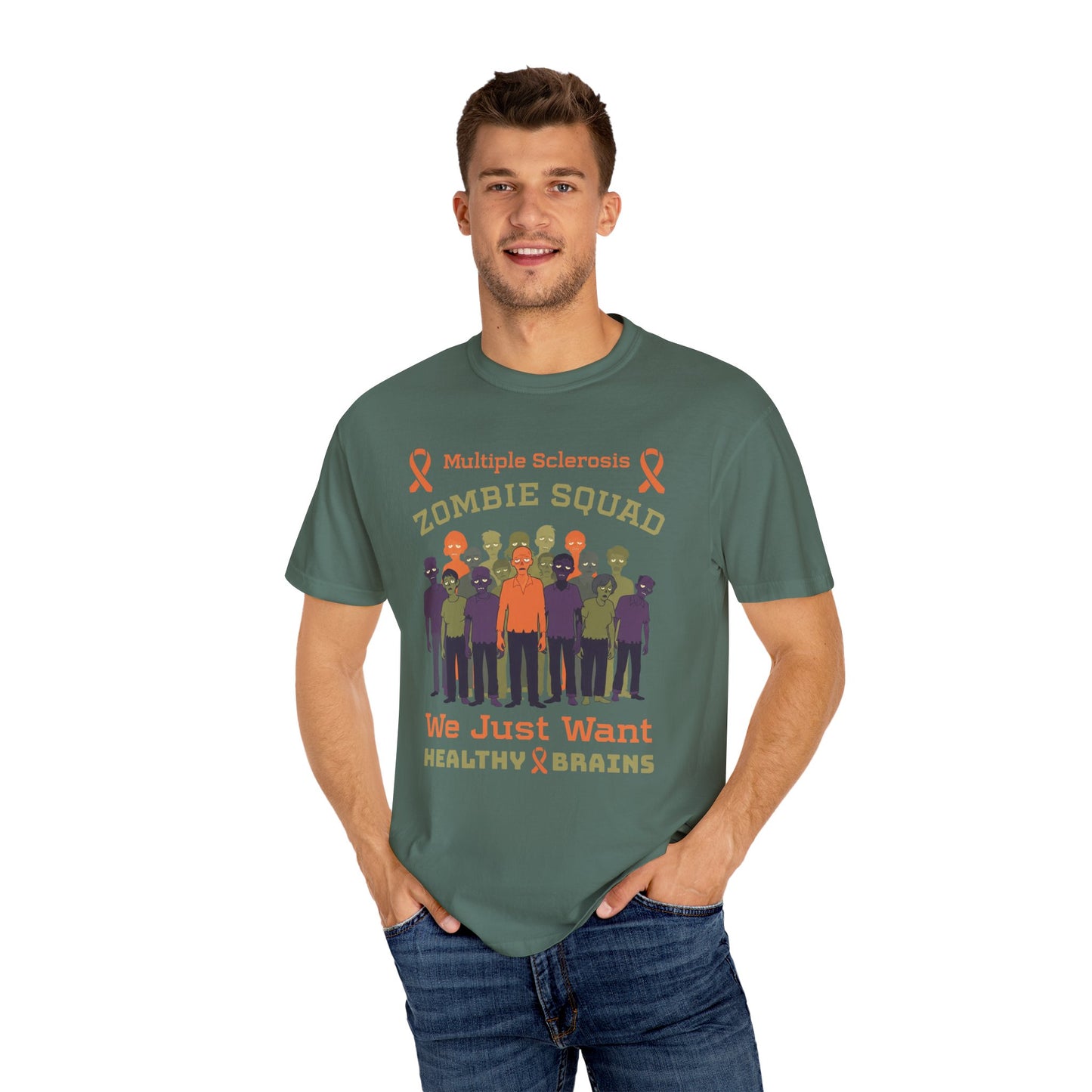 Funny MS Awareness Zombie T-shirt- Give Us Your Healthy Brains