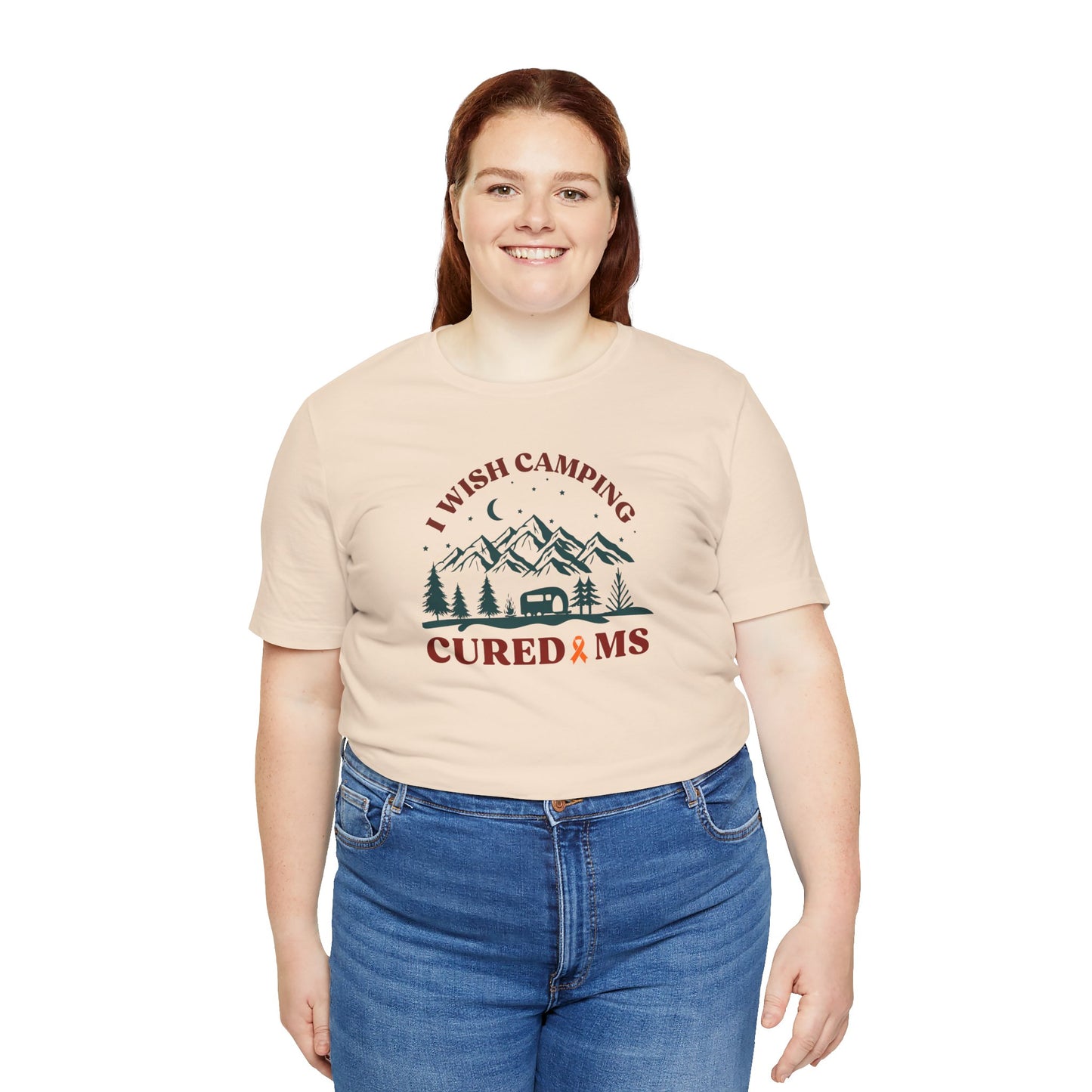 Cute I Wish CAMPING Cured MS Adult- Tee Multiple Sclerosis Awareness, Charity Shirt, Unisex, Gift for Supporters, Fundraising Apparel