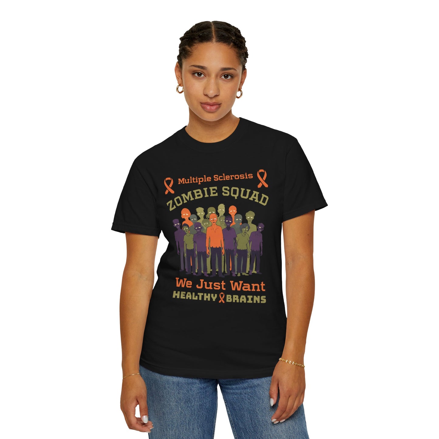 Funny MS Awareness Zombie T-shirt- Give Us Your Healthy Brains