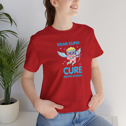 MS Awareness Shirt, Dear Cupid Cure Multiple Sclerosis, Valentine’s Day MS Gift, Retro Cupid Graphic Tee for MS Warriors
