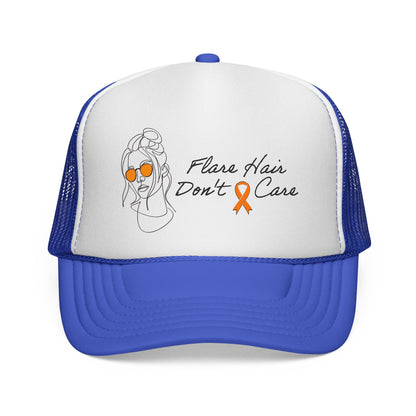 Flare Hair Don't Care Trucker Cap | Funny MS Awareness Hat | Chronic Illness Warrior Cap