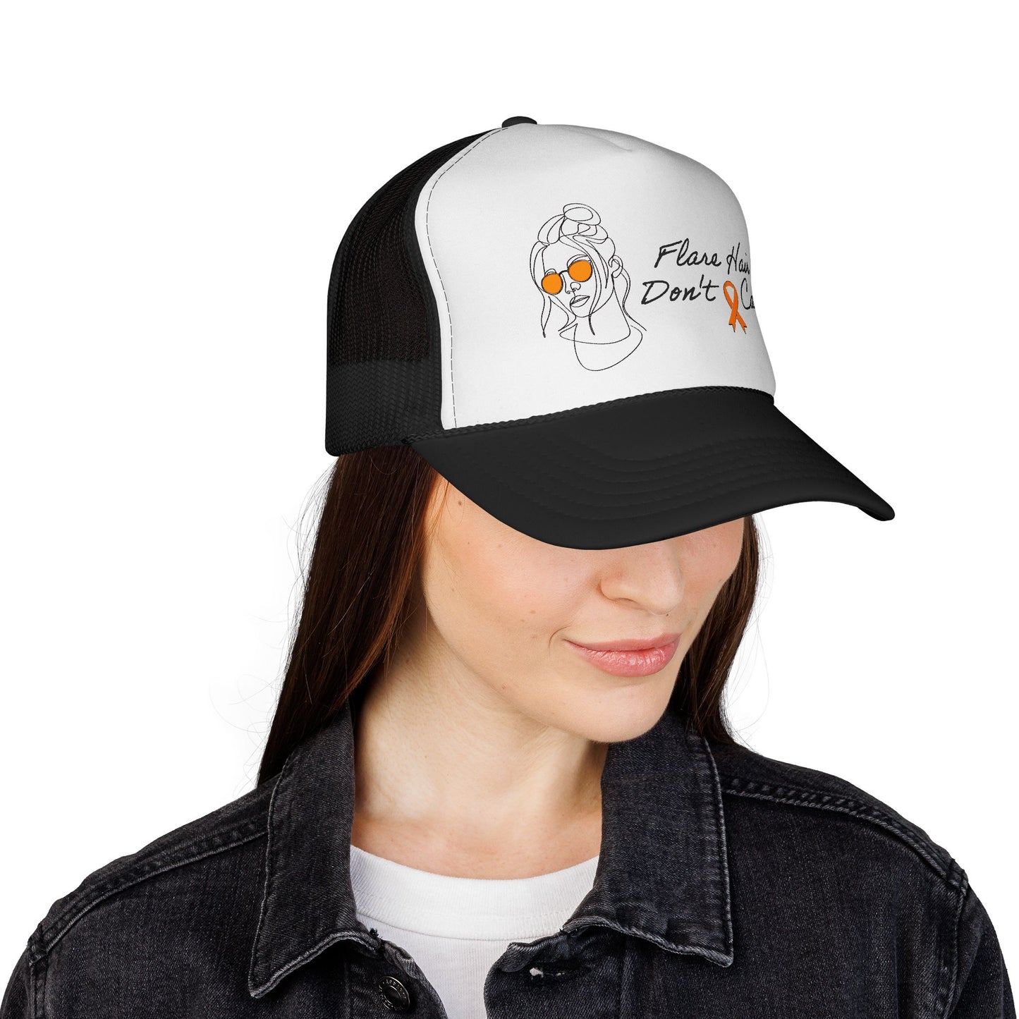 Flare Hair Don't Care Trucker Cap | Funny MS Awareness Hat | Chronic Illness Warrior Cap
