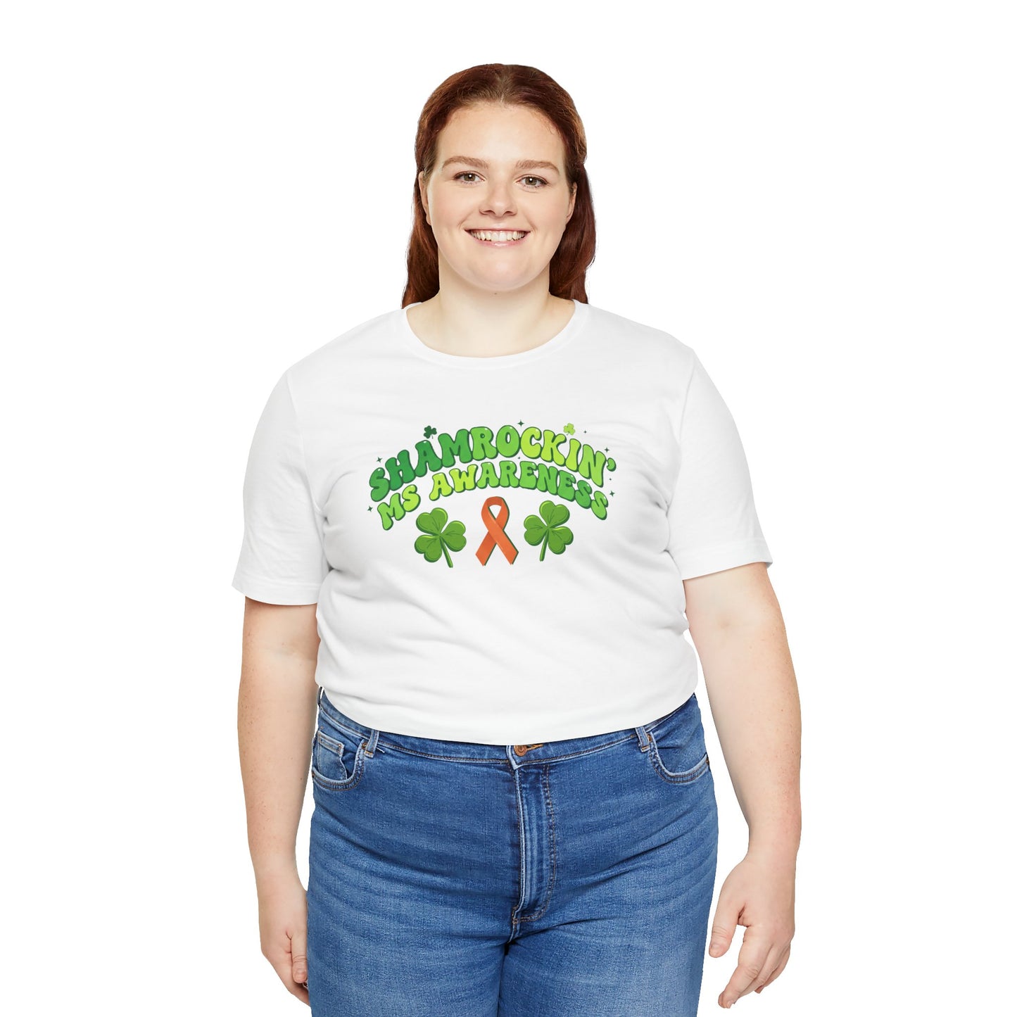 Shamrockin' MS Awareness T-Shirt - Groovy St. Patrick’s Day Multiple Sclerosis Warrior Shirt - Retro Spoonie Orange Ribbon Tee - Lucky Shamrock Awareness Gift