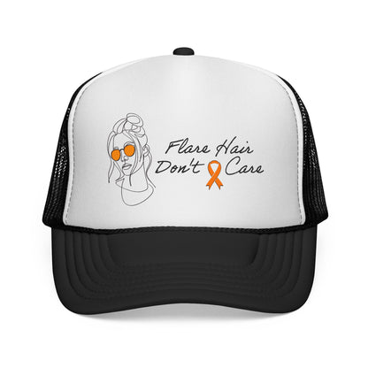 Flare Hair Don't Care Trucker Cap | Funny MS Awareness Hat | Chronic Illness Warrior Cap