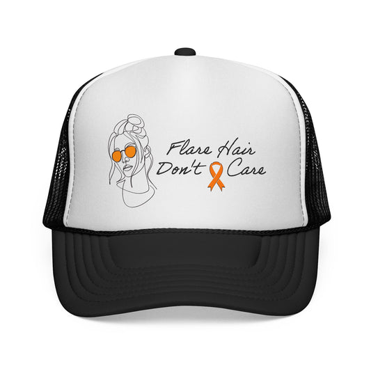 Flare Hair Don't Care Trucker Cap | Funny MS Awareness Hat | Chronic Illness Warrior Cap