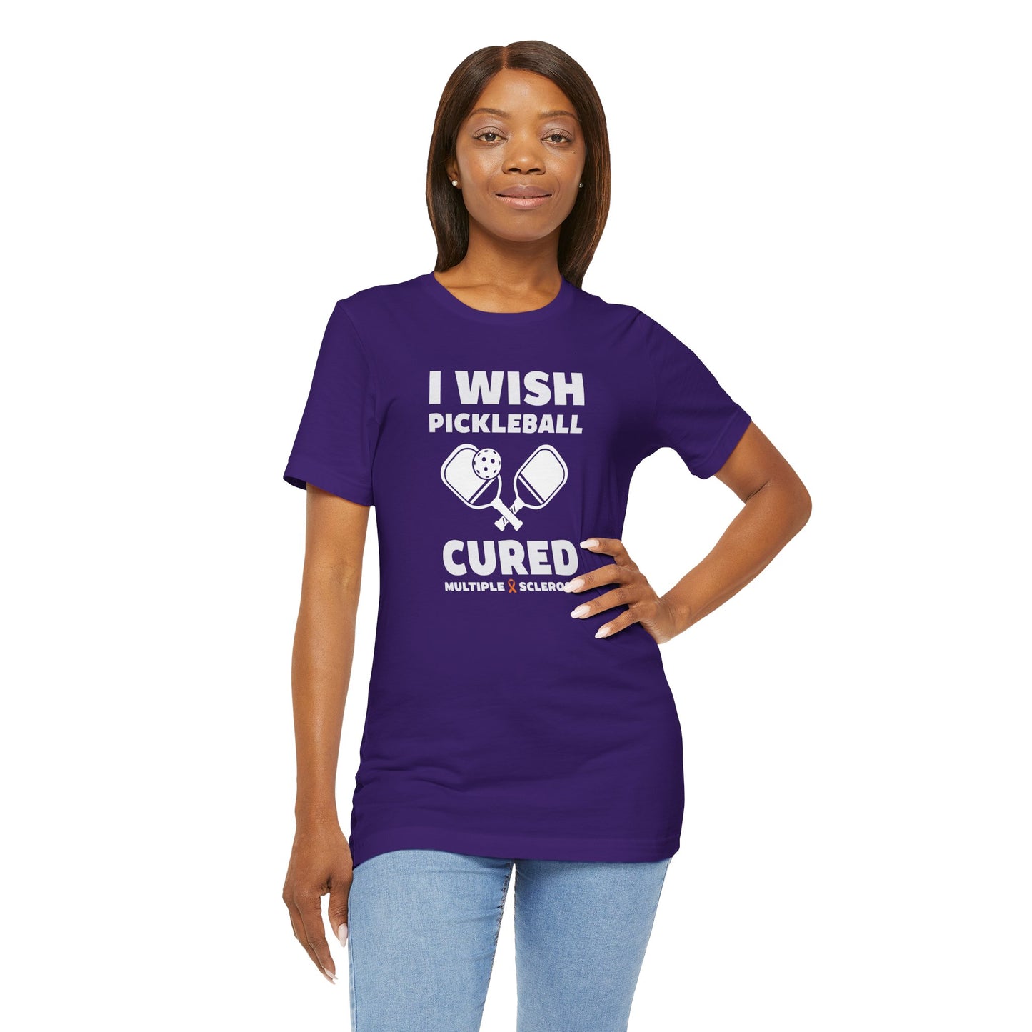 Cute I Wish PICKLEBALL Cured MS - Adult Tee Multiple Sclerosis Awareness, Charity Shirt, Unisex, Gift for Supporters, Fundraising Apparel