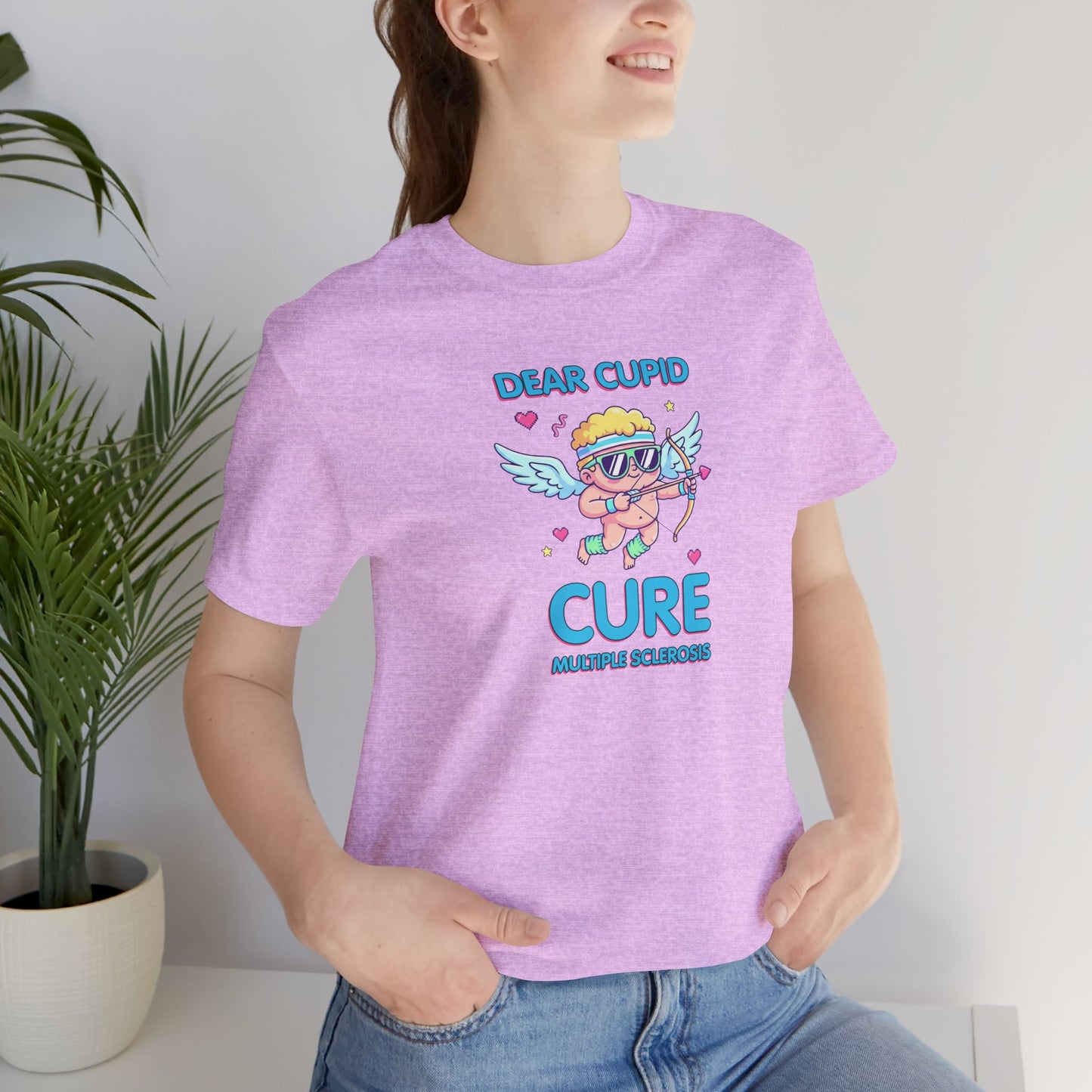 MS Awareness Shirt, Dear Cupid Cure Multiple Sclerosis, Valentine’s Day MS Gift, Retro Cupid Graphic Tee for MS Warriors
