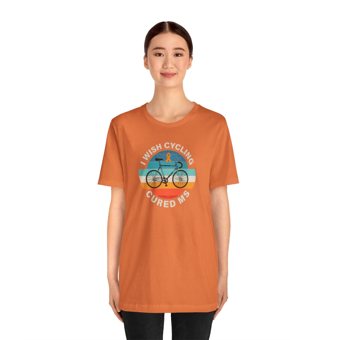 Cute I Wish CYCLING Cured MS - Adult Tee Multiple Sclerosis Awareness, Charity Shirt, Unisex, Gift for Supporters, Fundraising Apparel
